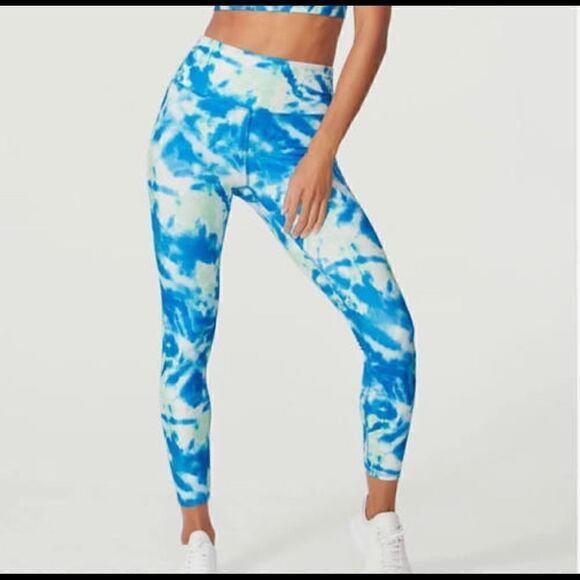 Wildfox Sweat Tie Dye Legging Blue Sapphire and Green- size Small - Picture 2 of 9